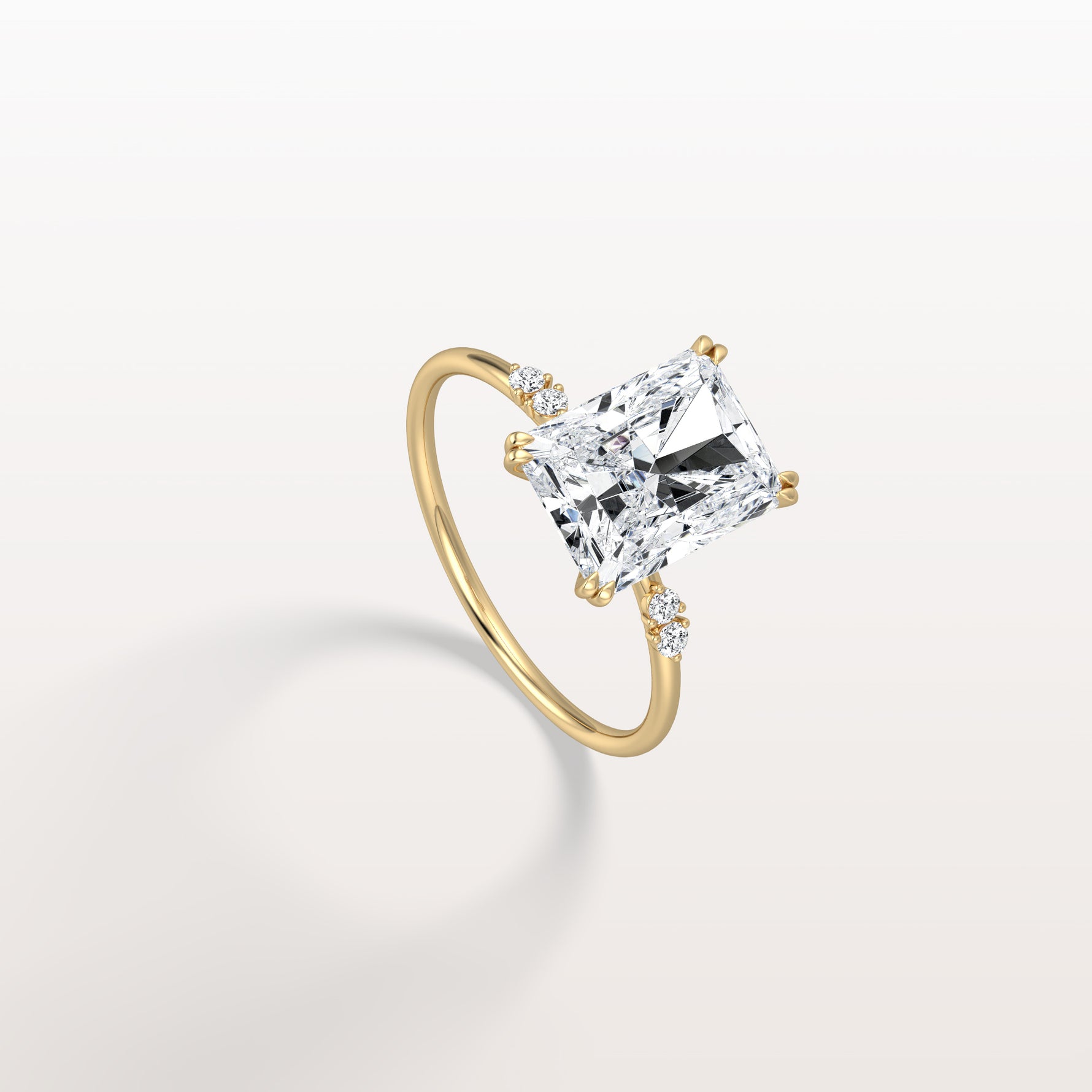 3CT Radiant Cut Lab Diamond Engagement Ring in 14K Solid Gold/Platinum - Rings
