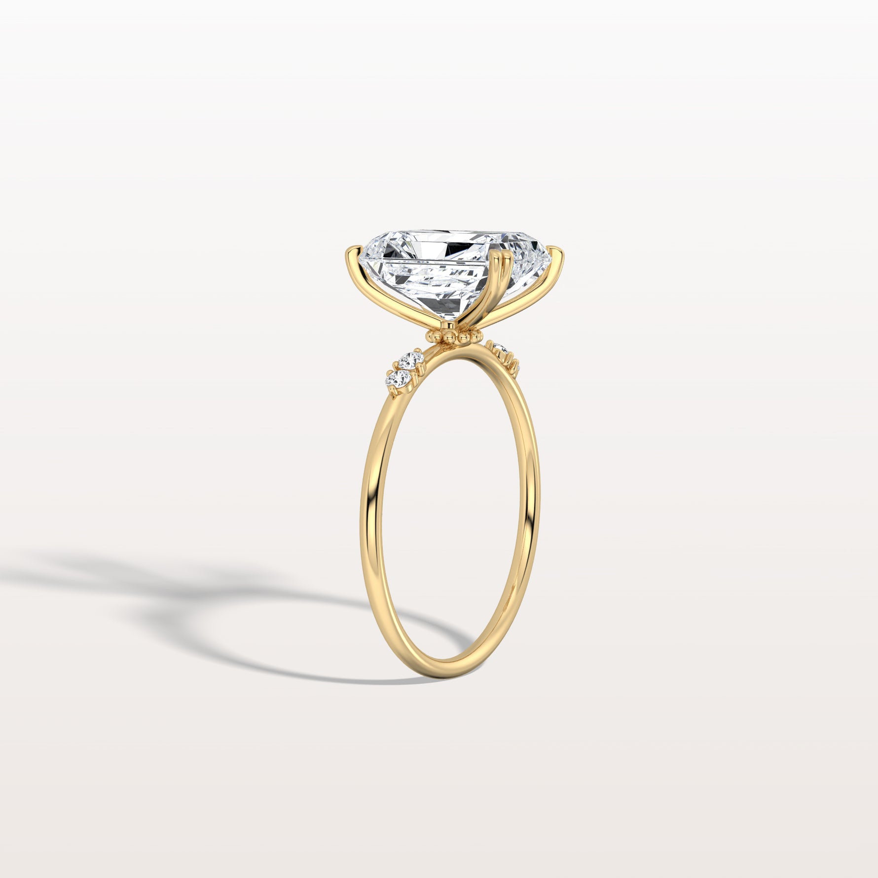 3CT Radiant Cut Lab Diamond Engagement Ring in 14K Solid Gold/Platinum - Rings