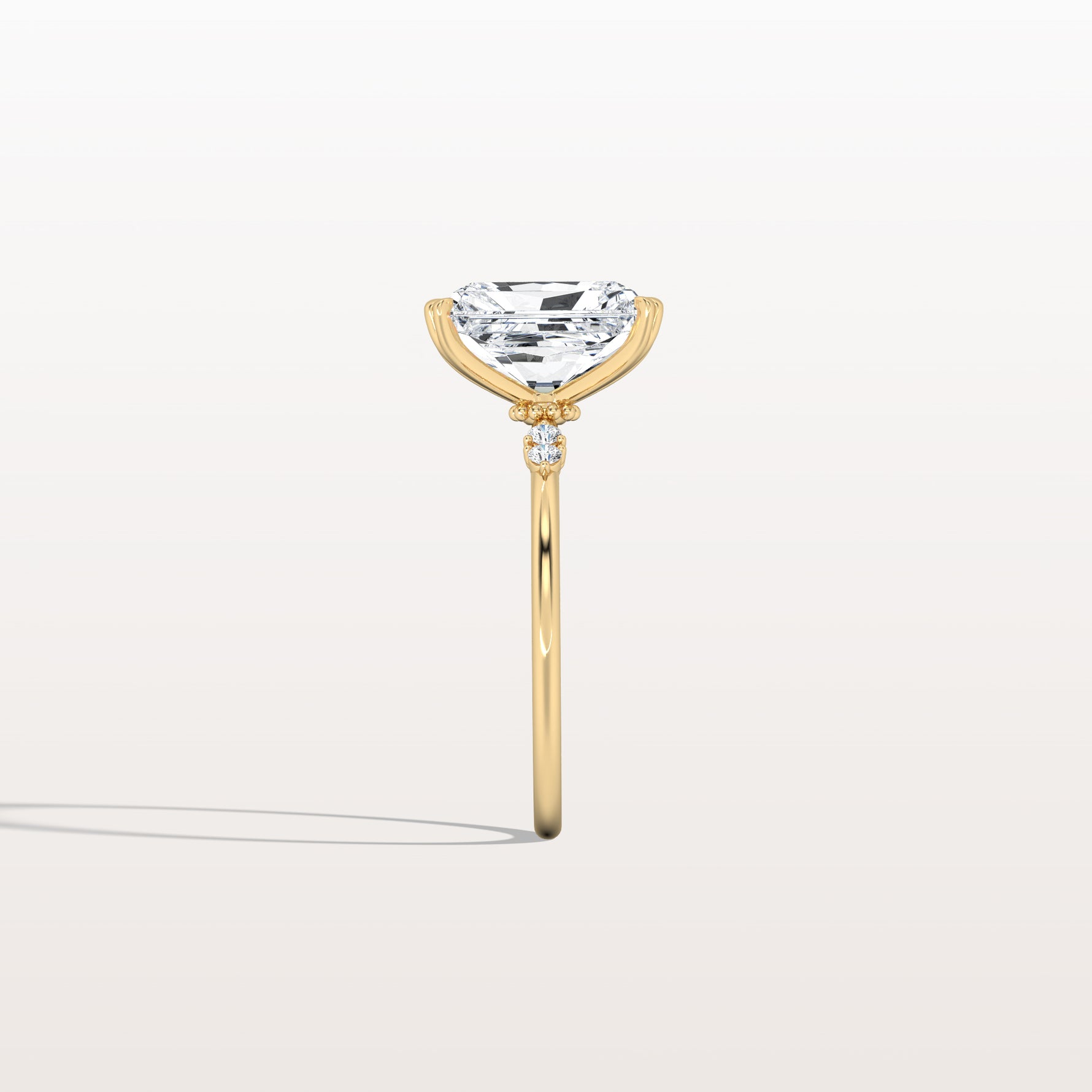 3CT Radiant Cut Lab Diamond Engagement Ring in 14K Solid Gold/Platinum - Rings