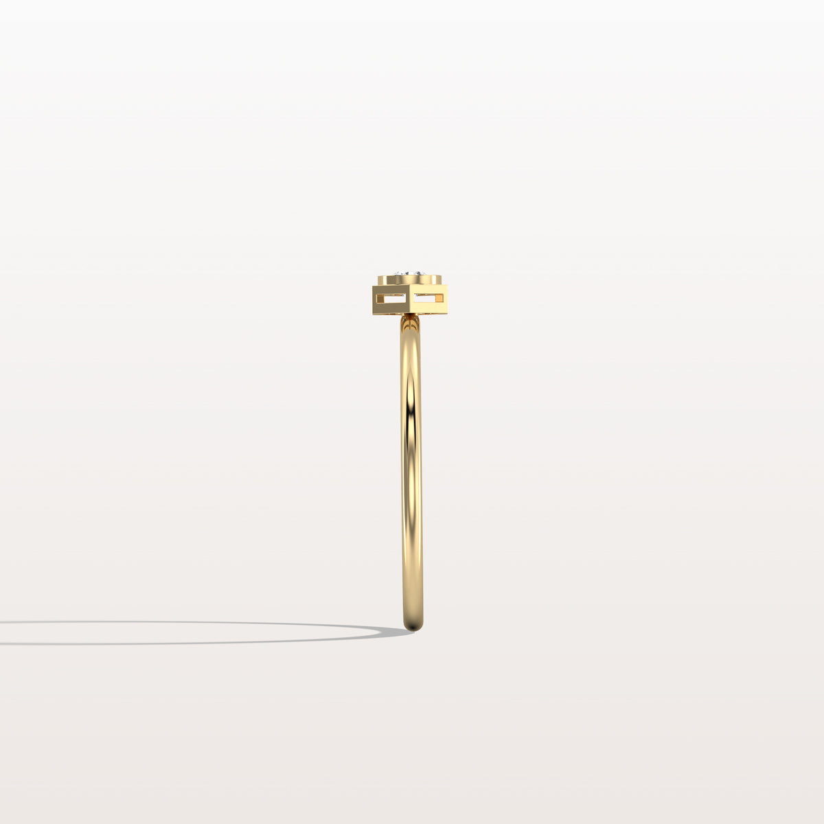 0.1CT Hexagon Bezel Solitaire Round Lab Diamond Ring - Rings