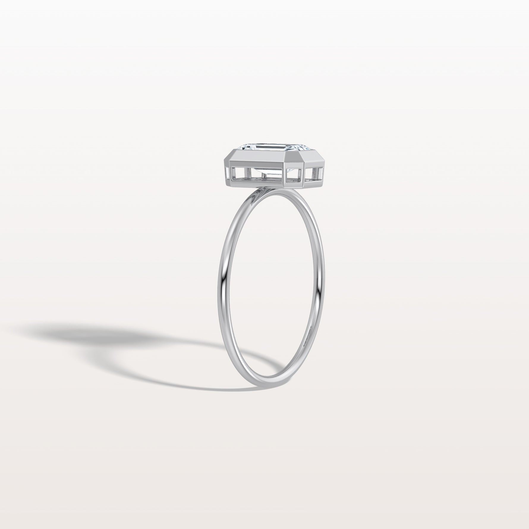 1CT Solitaire Bezel Set Lab Diamond Engagement Ring In 14K Solid Gold/Platinum - Rings