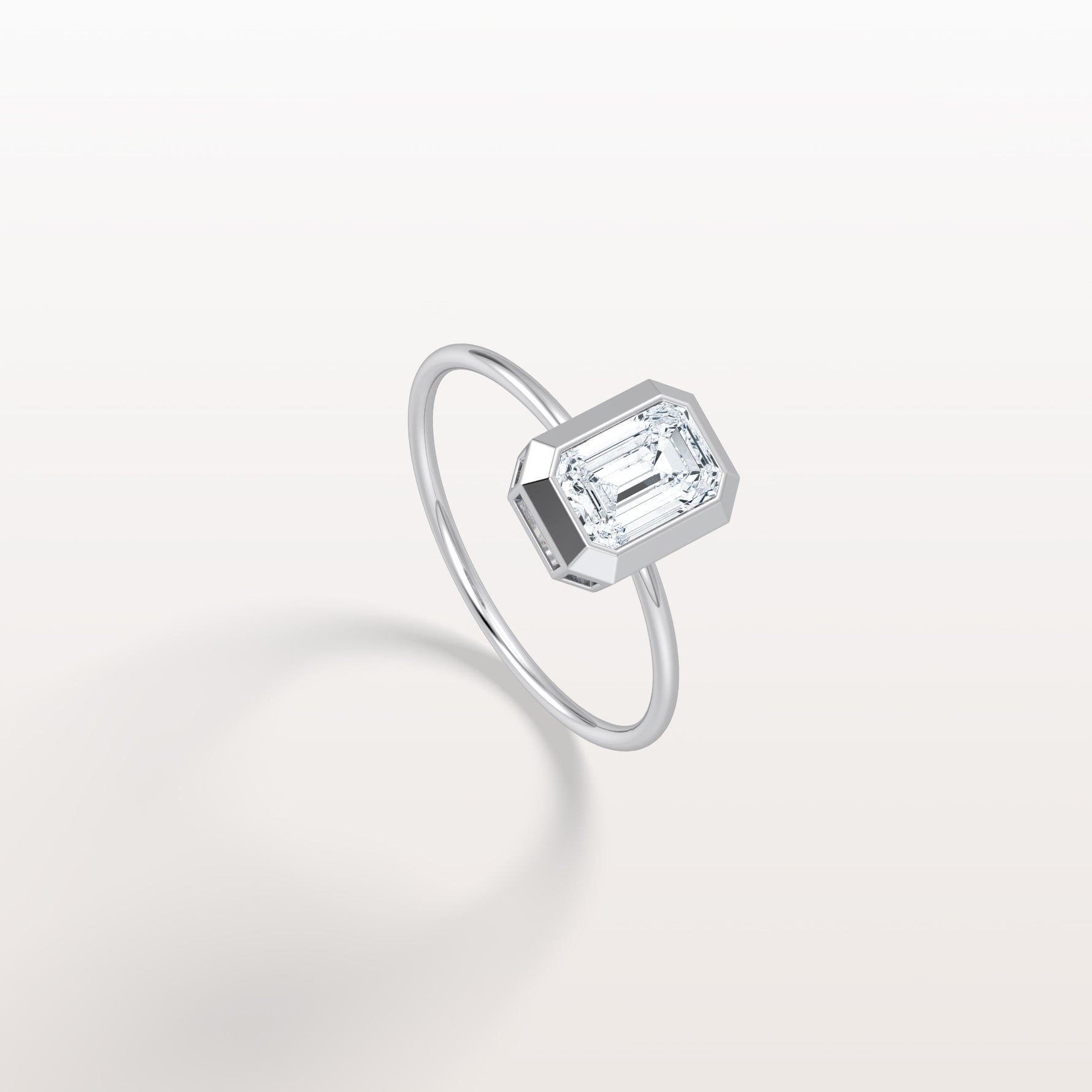 1CT Solitaire Bezel Set Lab Diamond Engagement Ring In 14K Solid Gold/Platinum - Rings