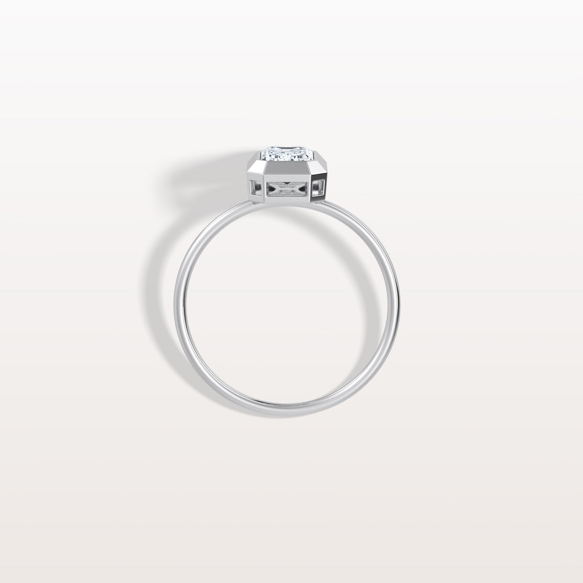 1CT Solitaire Bezel Set Lab Diamond Engagement Ring In 14K Solid Gold/Platinum - Rings