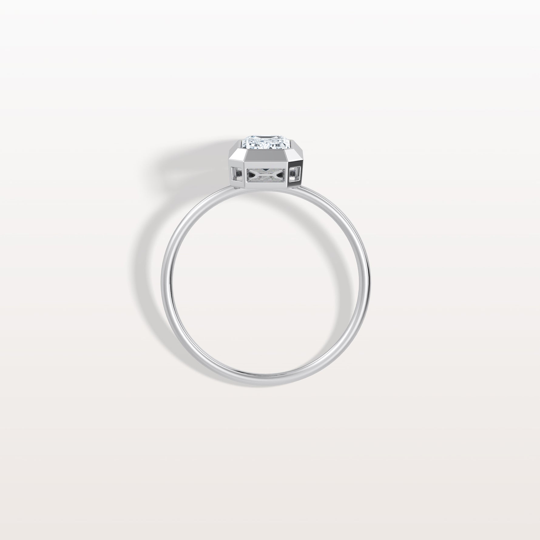 1CT Solitaire Bezel Set Lab Diamond Engagement Ring In 14K Solid Gold/Platinum - Rings