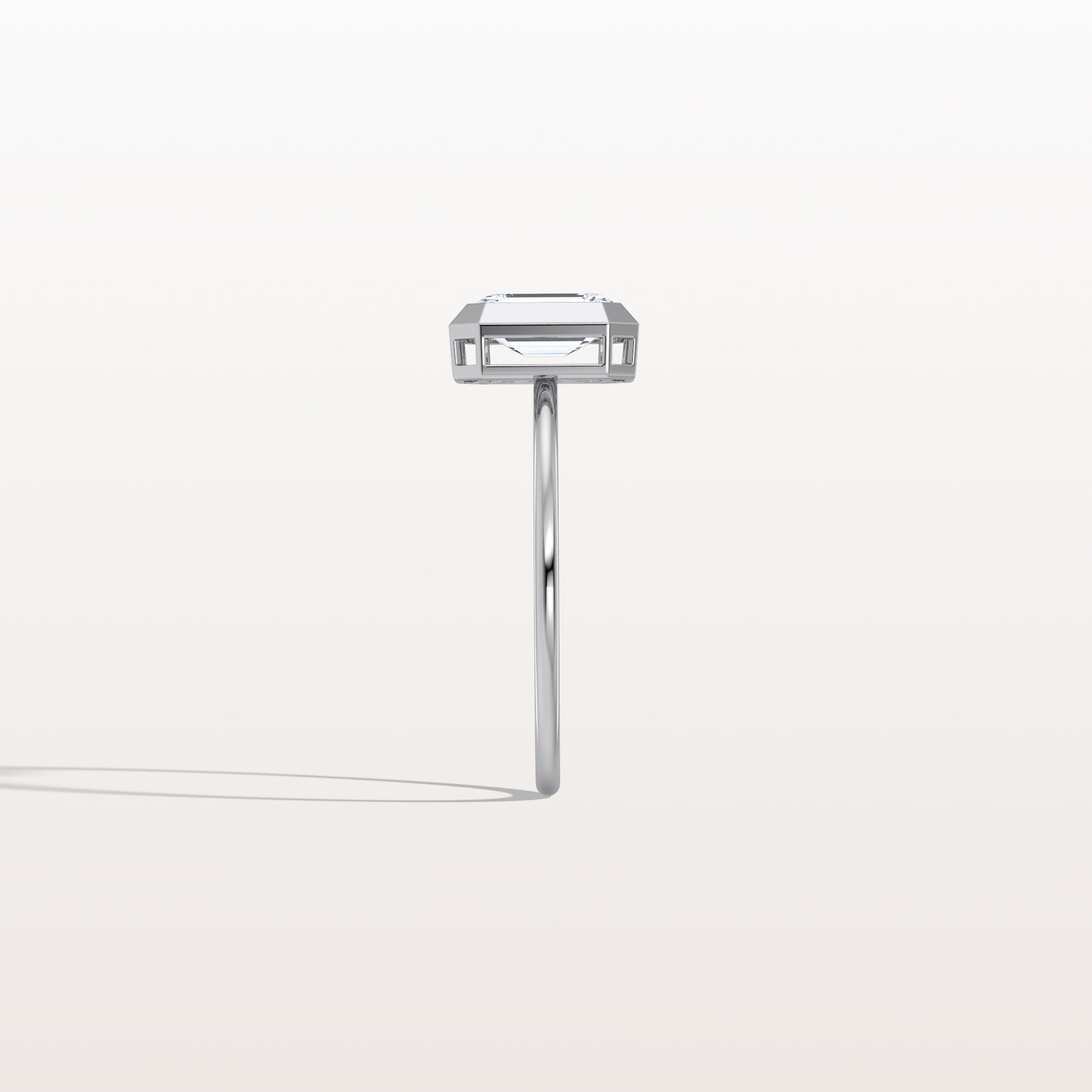 1CT Solitaire Bezel Set Lab Diamond Engagement Ring In 14K Solid Gold/Platinum - Rings