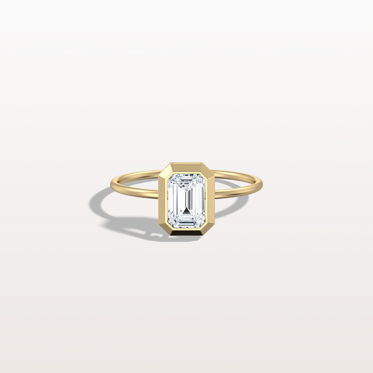 1CT Solitaire Bezel Set Lab Diamond Engagement Ring In 14K Solid Gold/Platinum - Rings