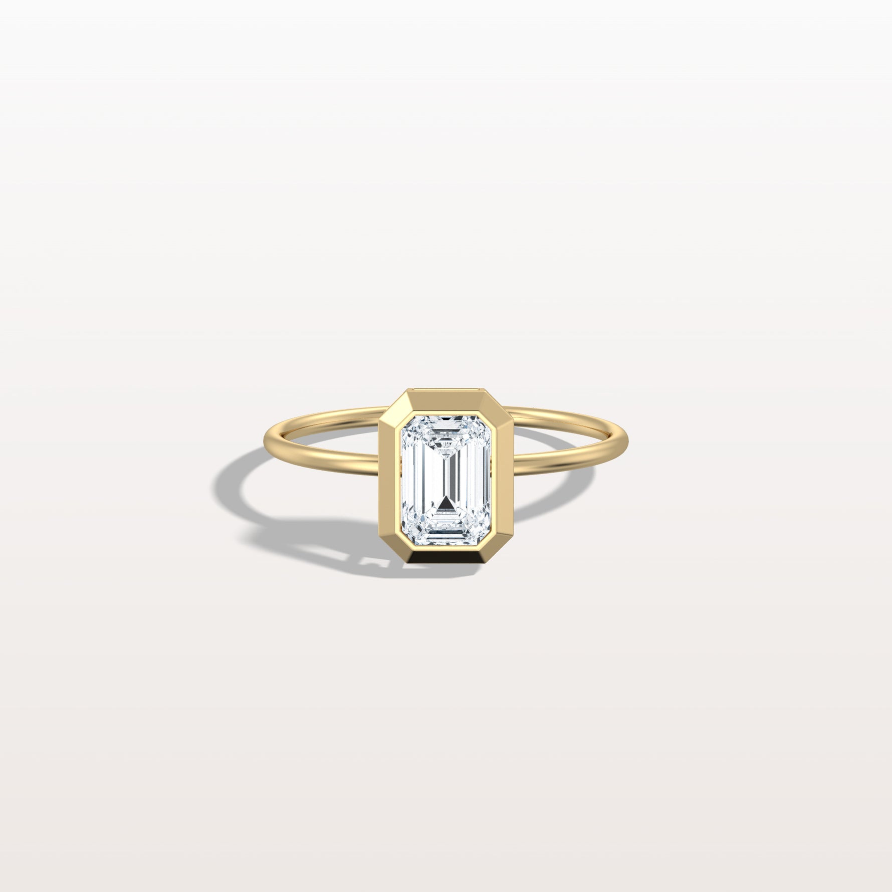 1CT Solitaire Bezel Set Lab Diamond Engagement Ring In 14K Solid Gold/Platinum - Rings