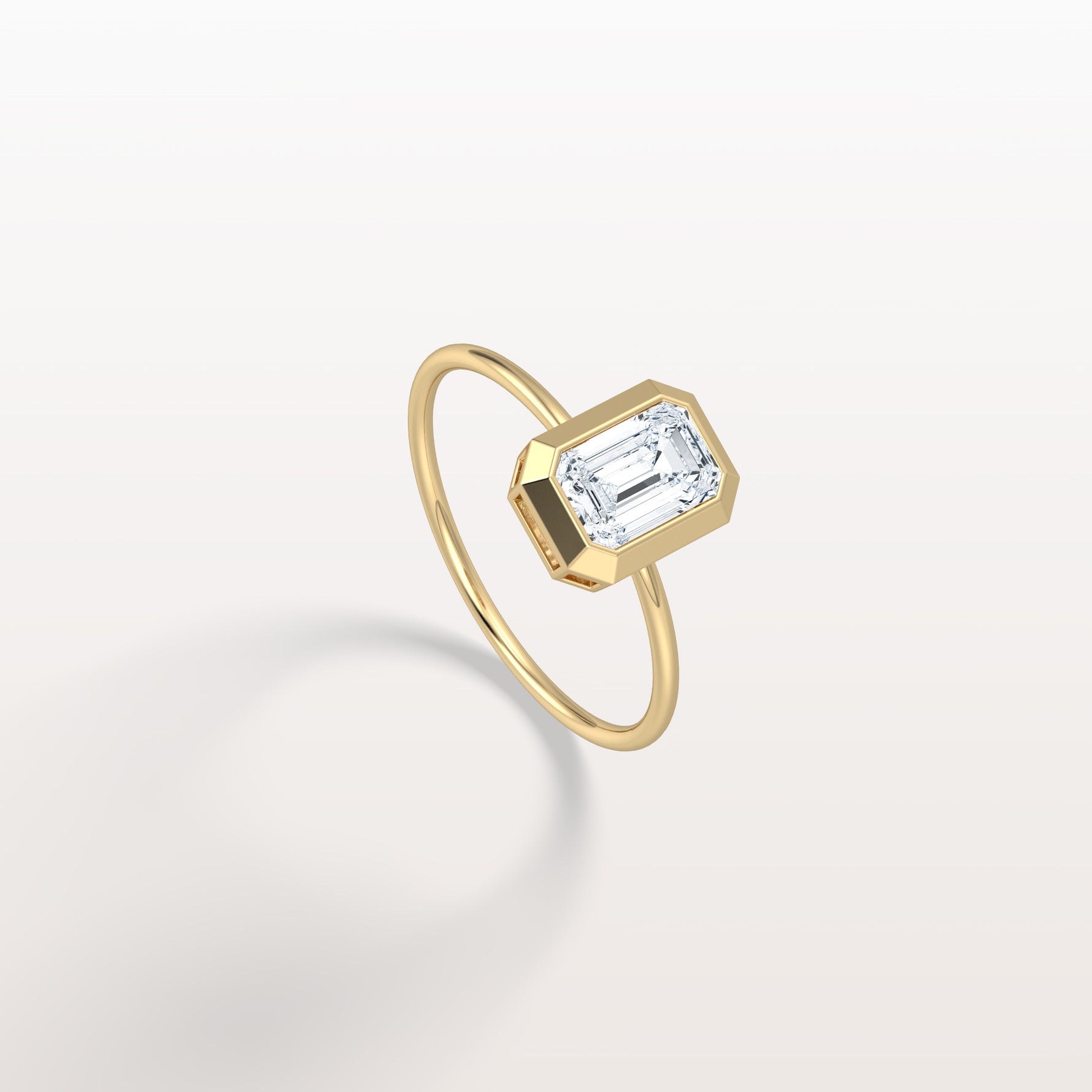 1CT Solitaire Bezel Set Lab Diamond Engagement Ring In 14K Solid Gold/Platinum - Rings