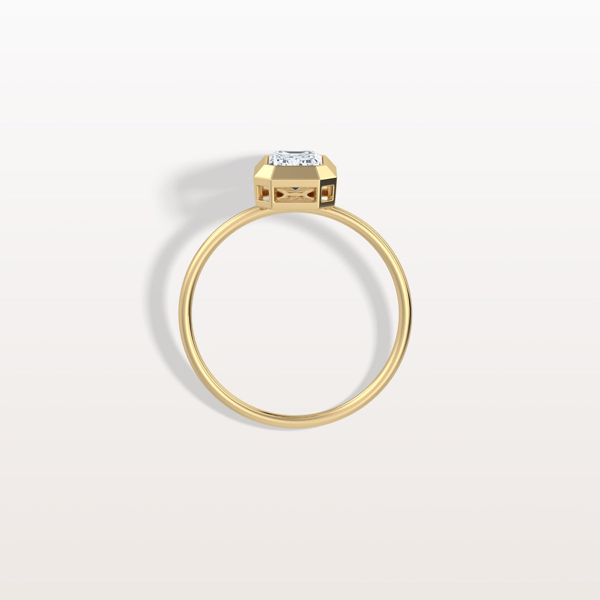 1CT Solitaire Bezel Set Lab Diamond Engagement Ring In 14K Solid Gold/Platinum - Rings