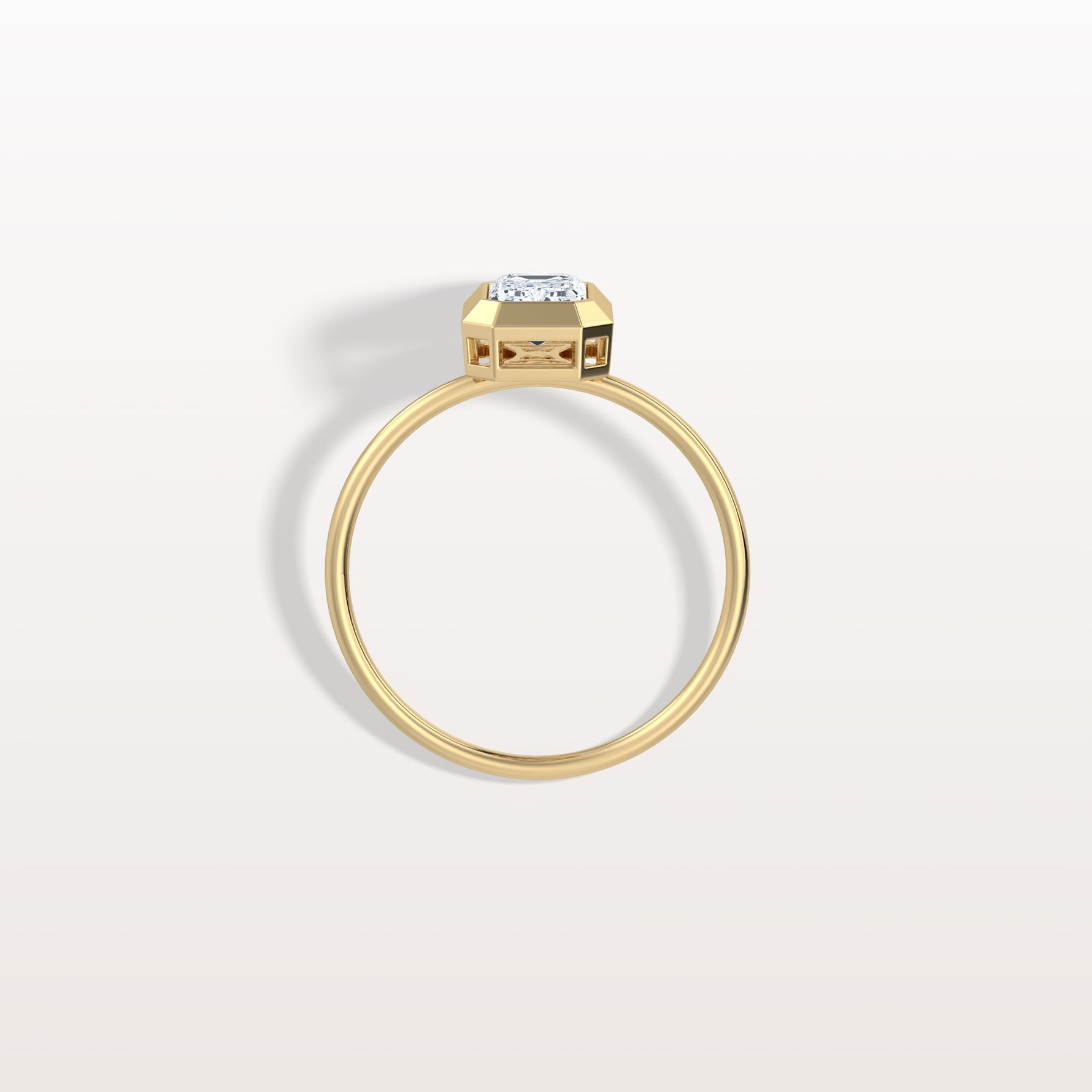1CT Solitaire Bezel Set Lab Diamond Engagement Ring In 14K Solid Gold/Platinum - Rings