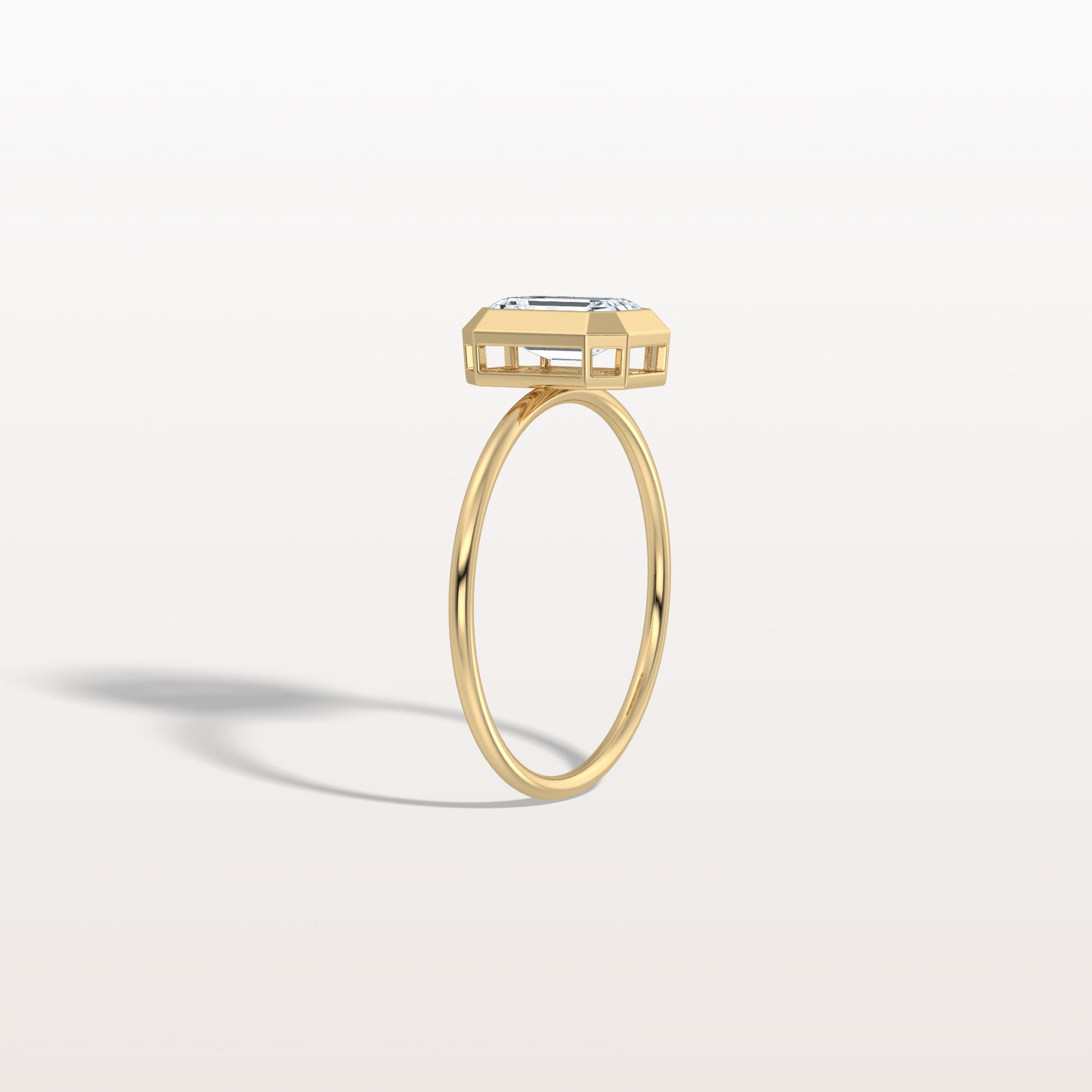 1CT Solitaire Bezel Set Lab Diamond Engagement Ring In 14K Solid Gold/Platinum - Rings