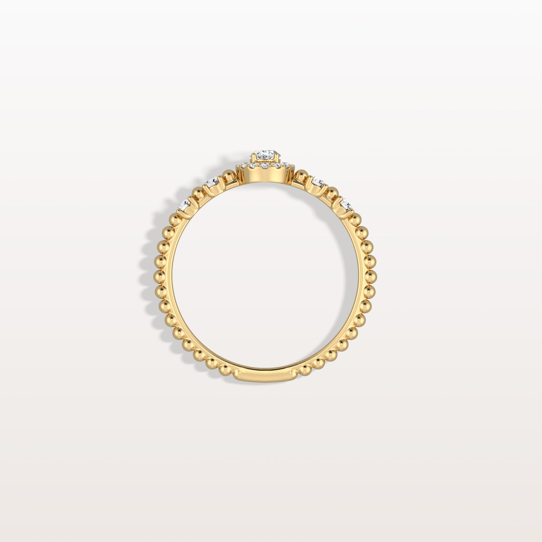 Beaded Oval Cut Lab Diamond Ring In 14K Solid Gold/Platinum - Rings