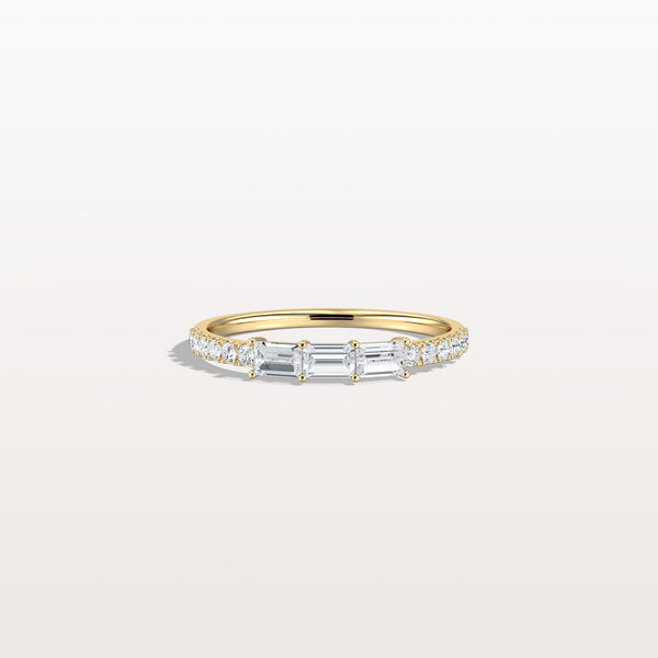 Baguette And Round Lab Diamond Half Eternity Band - Rings