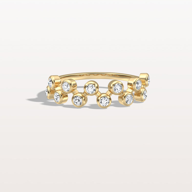 Lab Diamond Bubbles Bezel Seting Fashion Ring in 14K Solid Gold/Platinum - Rings