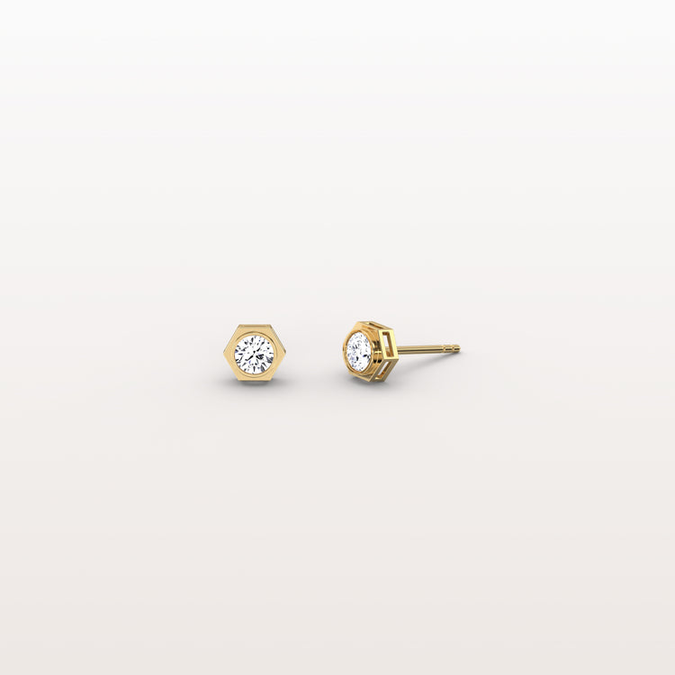 Lab Grown Diamond Hexagon Studs in 14K Solid Gold/Platinum - Earrings