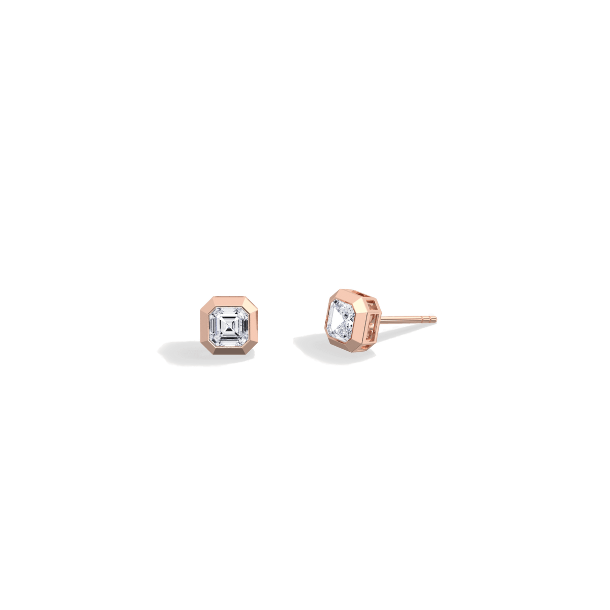 1CTW Radiant Cut Lab Diamond Octagon Stud Earring - Earrings
