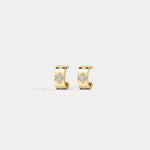 14K Gold Clover Diamond Hoop Earrings in 10mm - Earrings