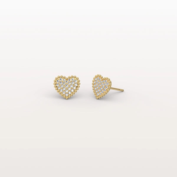 Heart - Shaped Lab Created Diamond Studs in 14K Solid Gold - Earrings