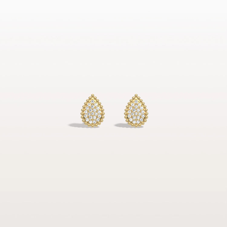 Beaded Teardrop Lab Grown Diamond Earrings in 14K White Gold - Earrings