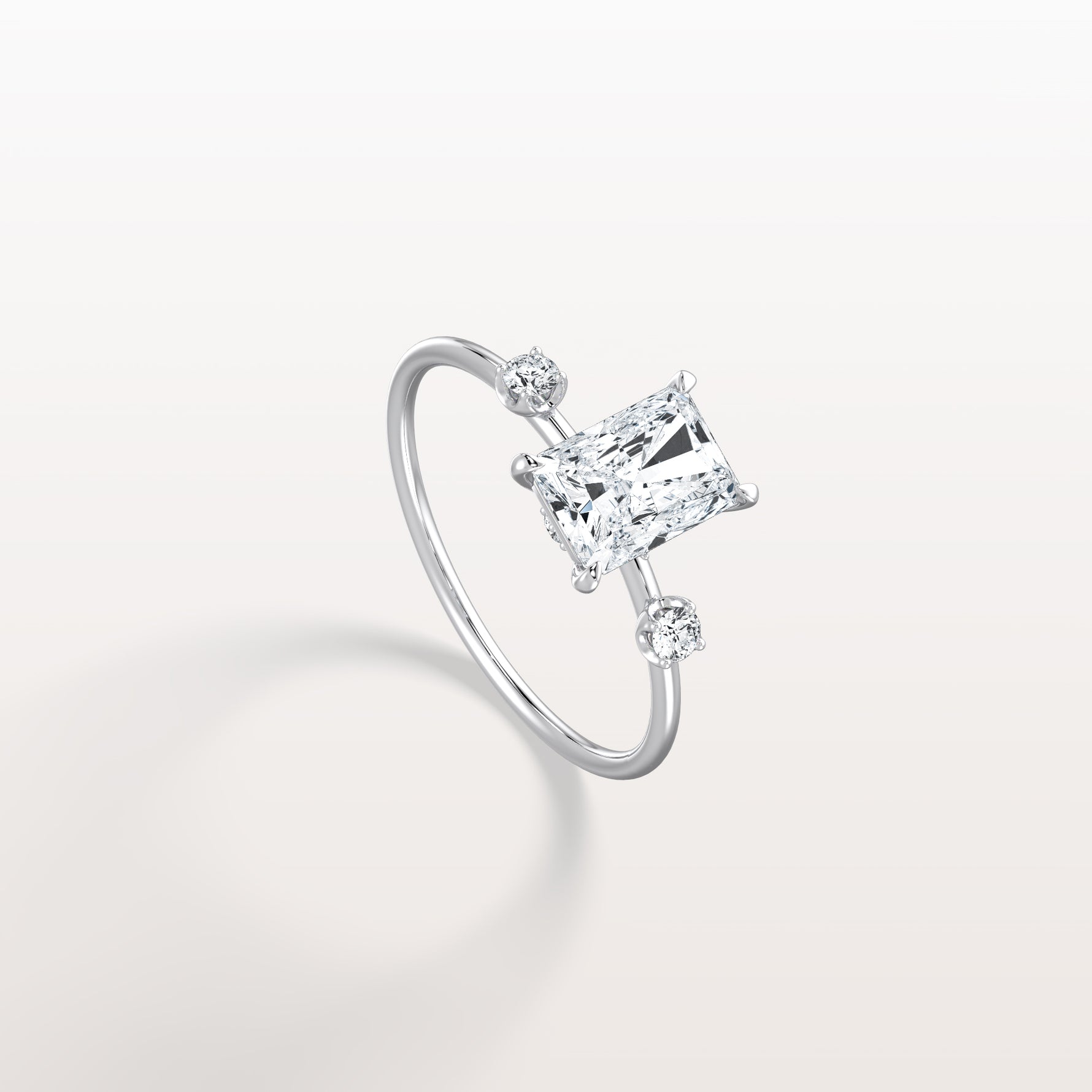 1CT Radiant Cut Lab Grown Diamond Three Stones Engagment Ring - Rings