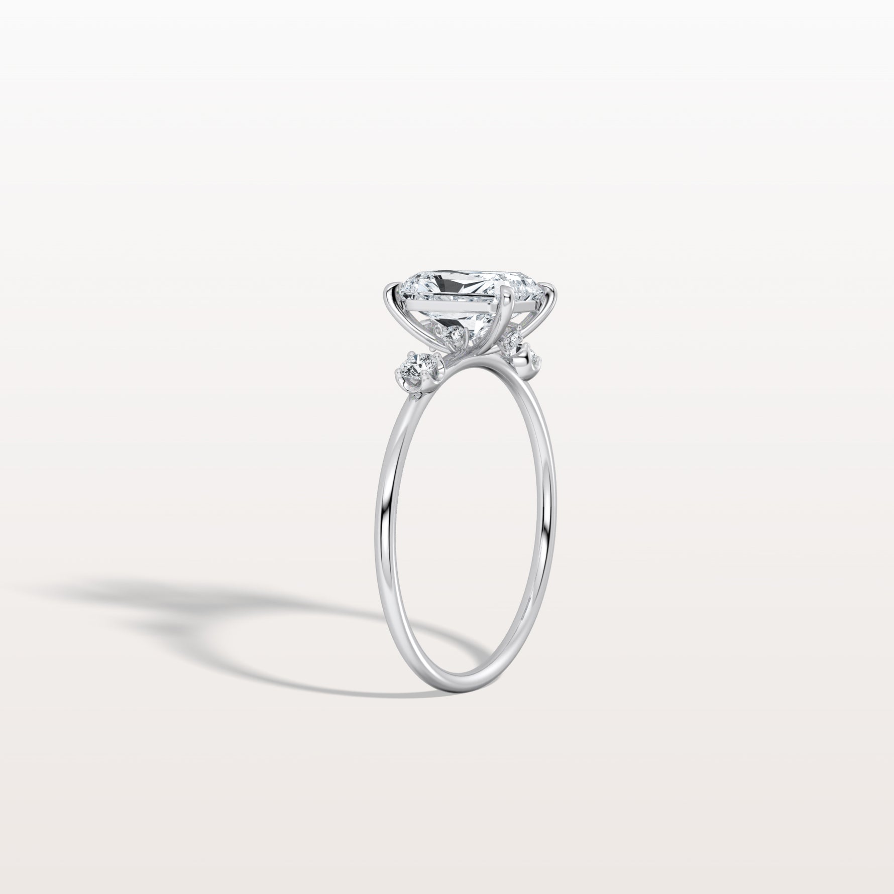 1CT Radiant Cut Lab Grown Diamond Three Stones Engagment Ring - Rings