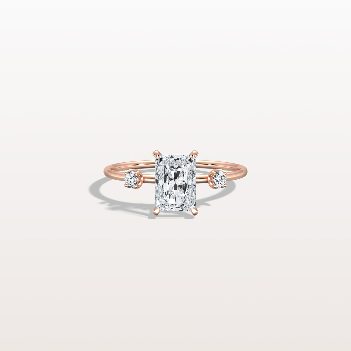 1CT Radiant Cut Lab Grown Diamond Three Stones Engagment Ring - Rings