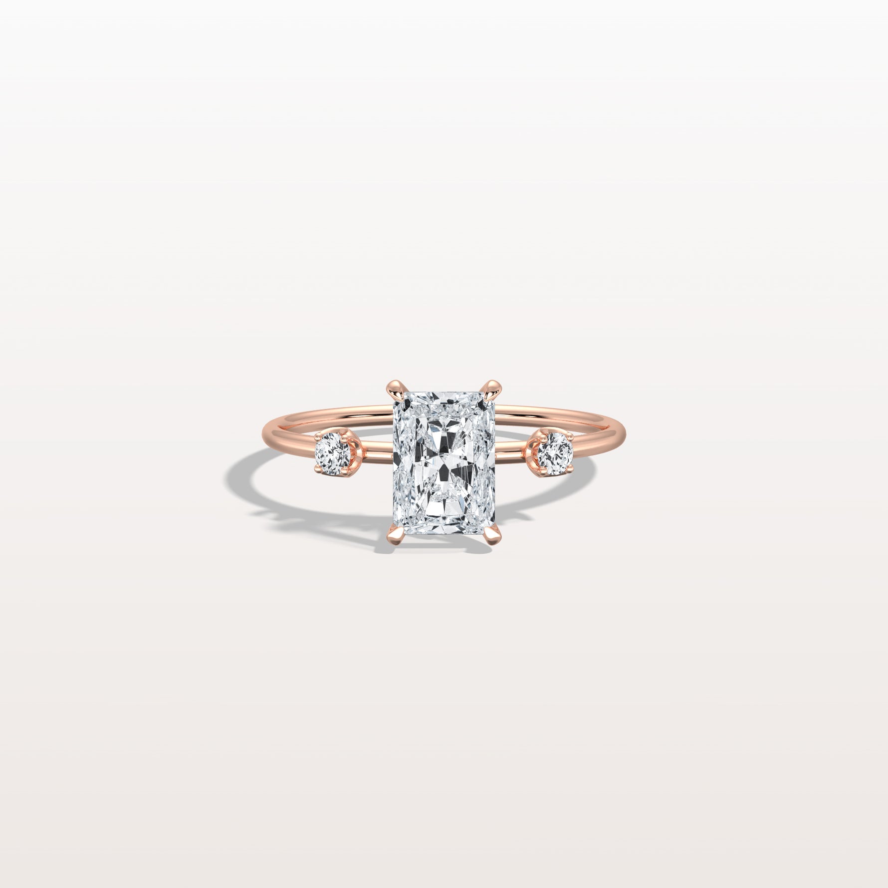 1CT Radiant Cut Lab Grown Diamond Three Stones Engagment Ring - Rings