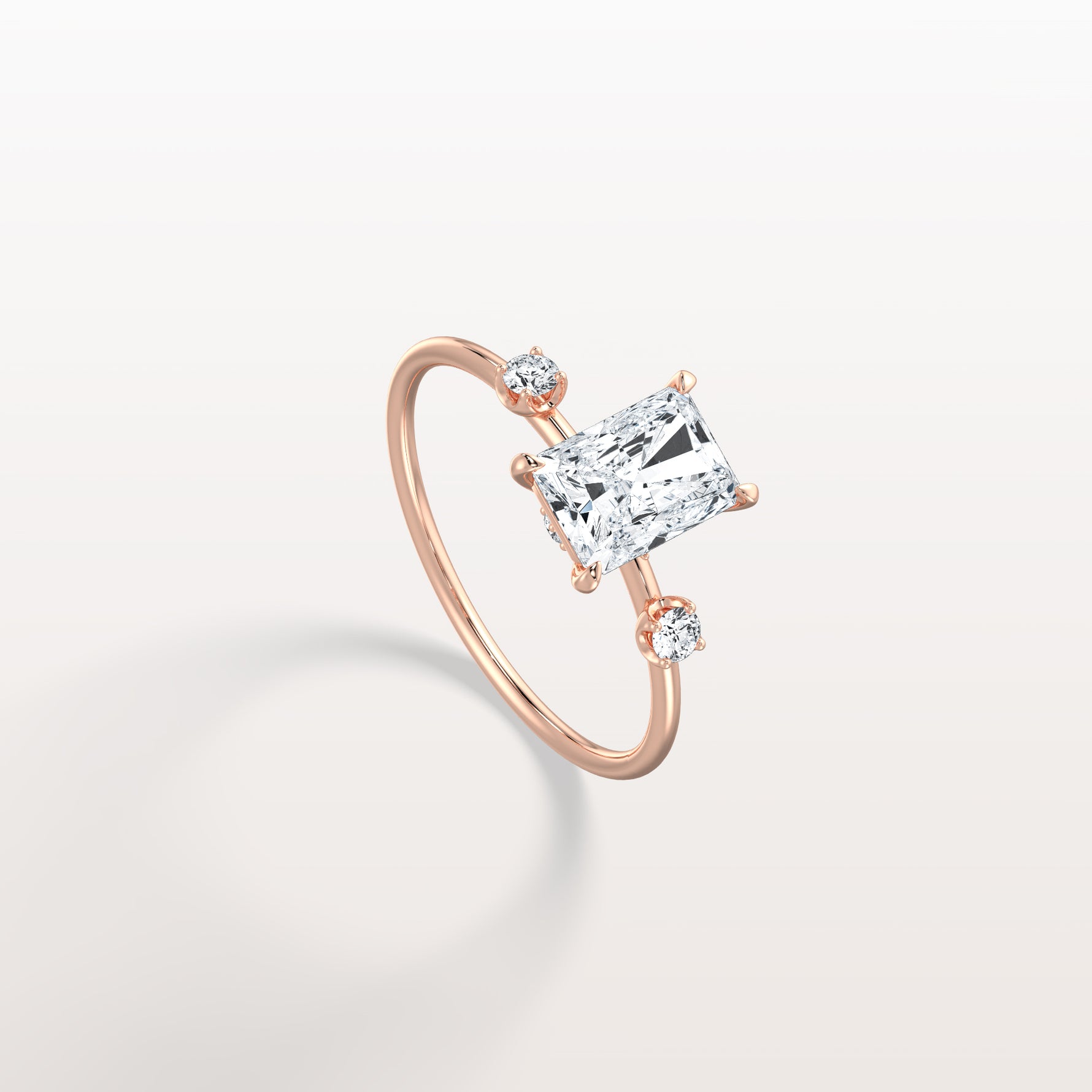 1CT Radiant Cut Lab Grown Diamond Three Stones Engagment Ring - Rings