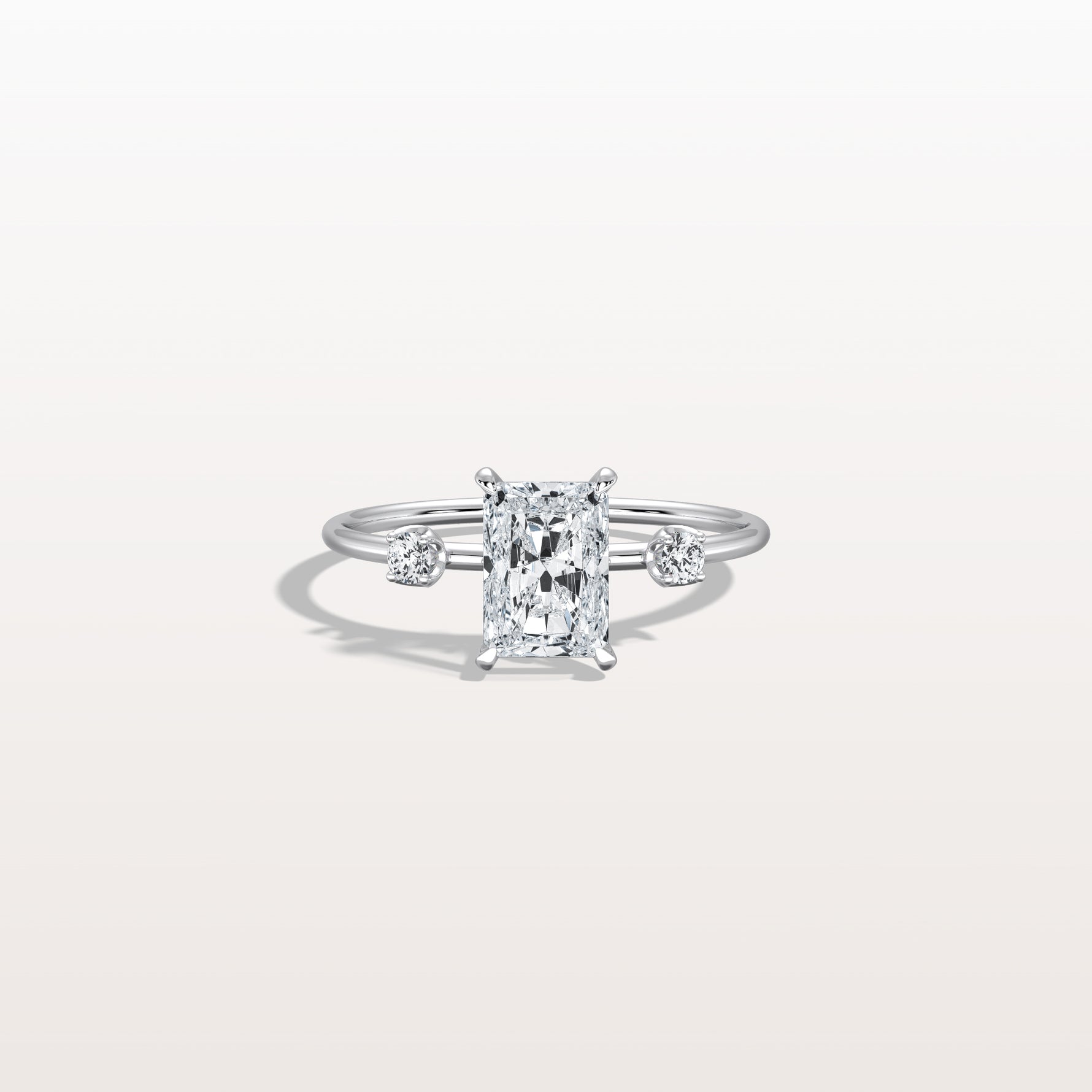 1CT Radiant Cut Lab Grown Diamond Three Stones Engagment Ring - Rings
