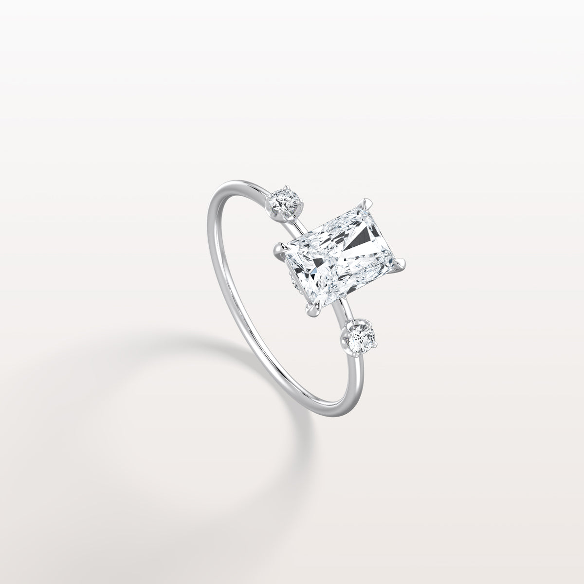 1CT Radiant Cut Lab Grown Diamond Three Stones Engagment Ring - Rings