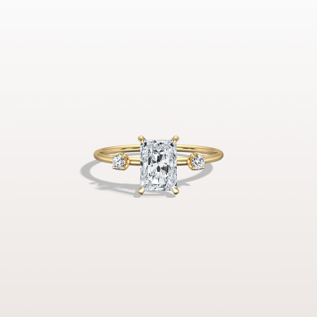 1CT Radiant Cut Lab Grown Diamond Three Stones Engagment Ring - Rings