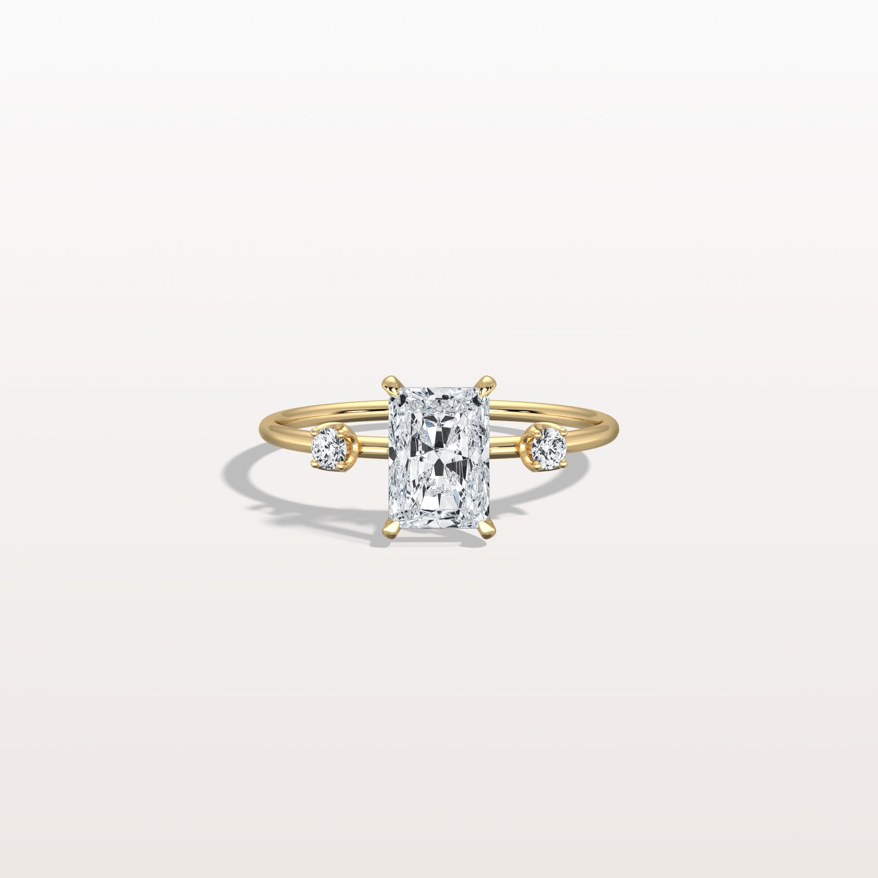 1CT Radiant Cut Lab Grown Diamond Three Stones Engagment Ring - Rings