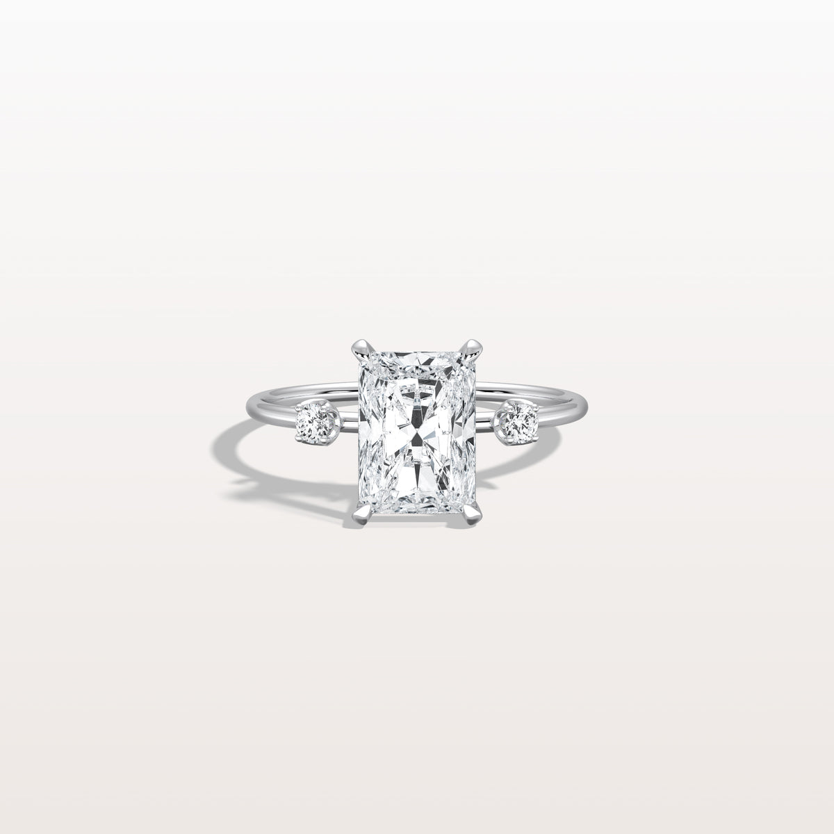 2CT Radiant Cut Lab Grown Diamond Three Stones Engagment Ring - Rings