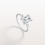 2CT Radiant Cut Lab Grown Diamond Three Stones Engagment Ring - Rings