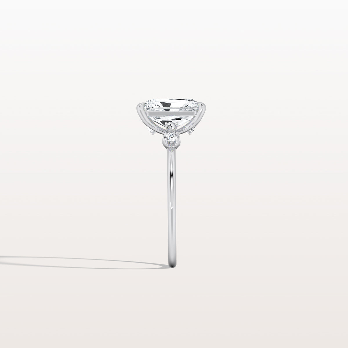 2CT Radiant Cut Lab Grown Diamond Three Stones Engagment Ring - Rings