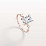 2CT Radiant Cut Lab Grown Diamond Three Stones Engagment Ring - Rings