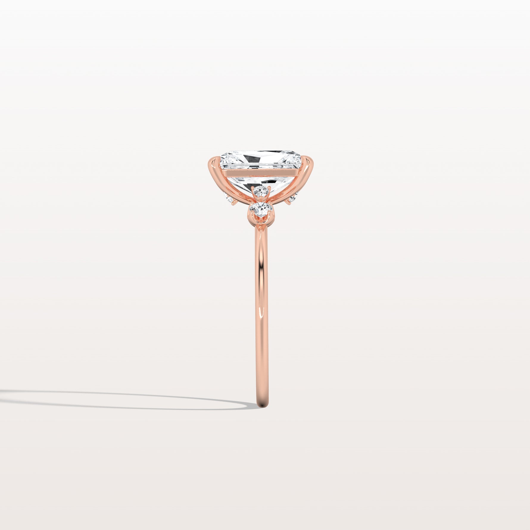 2CT Radiant Cut Lab Grown Diamond Three Stones Engagment Ring - Rings