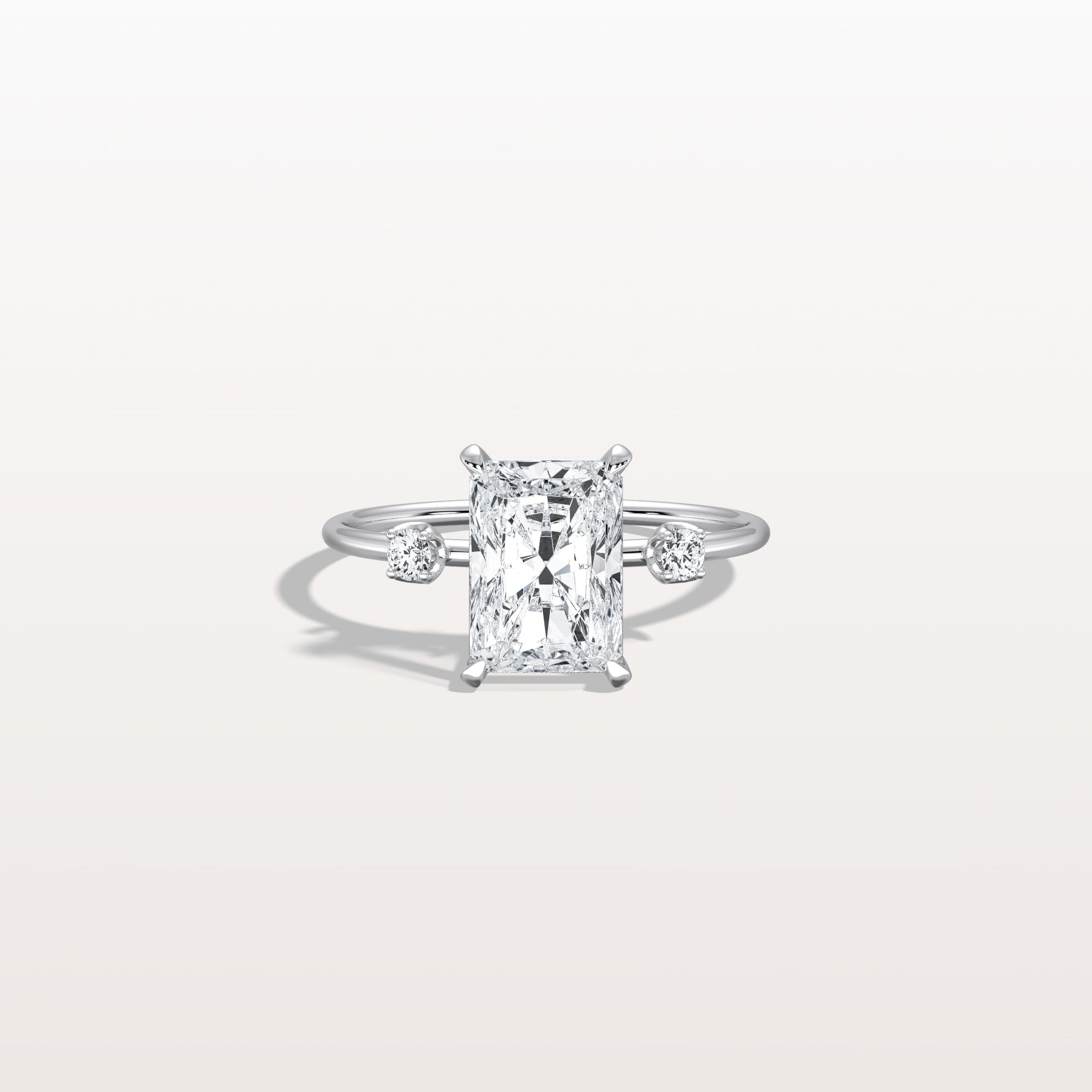 2CT Radiant Cut Lab Grown Diamond Three Stones Engagment Ring - Rings