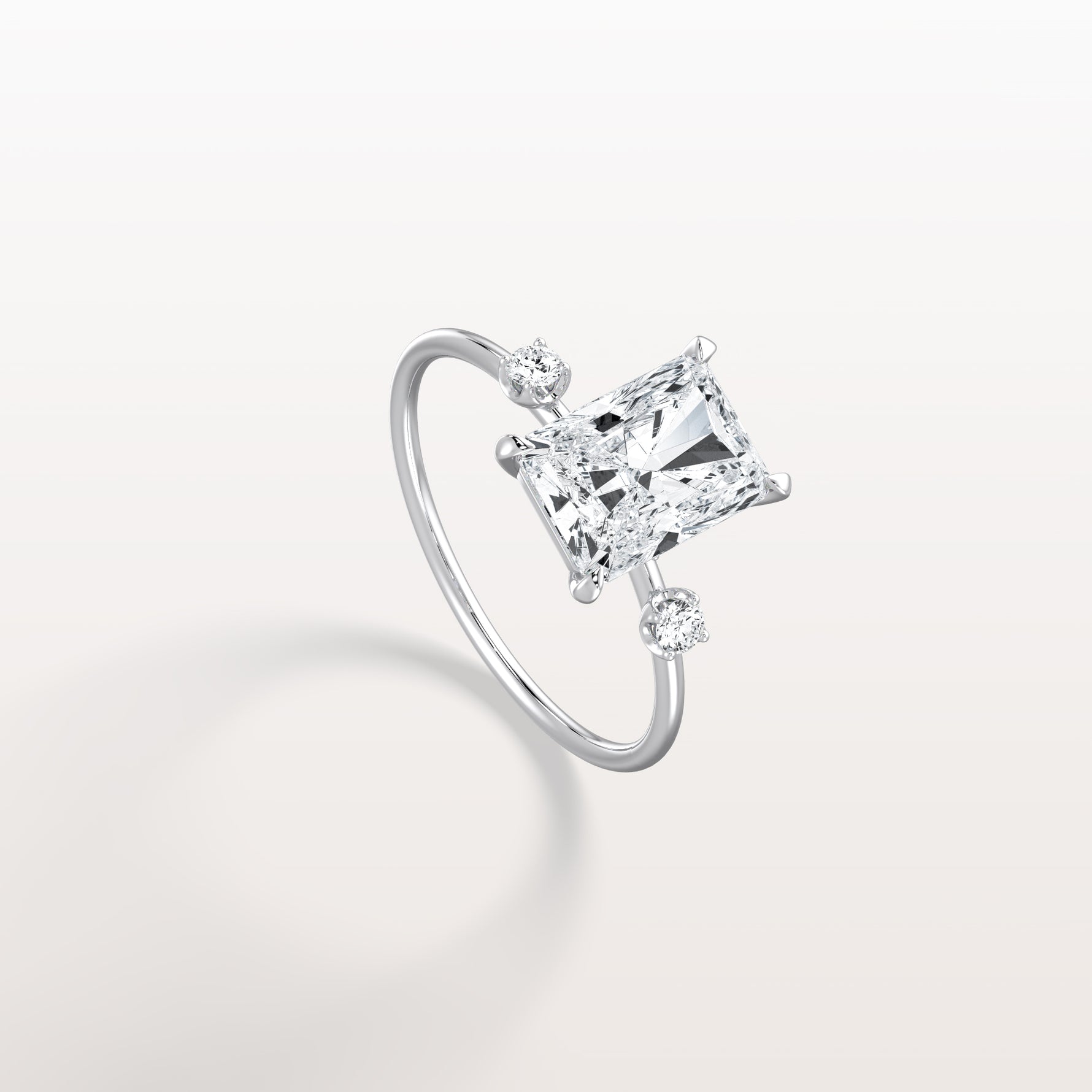 2CT Radiant Cut Lab Grown Diamond Three Stones Engagment Ring - Rings