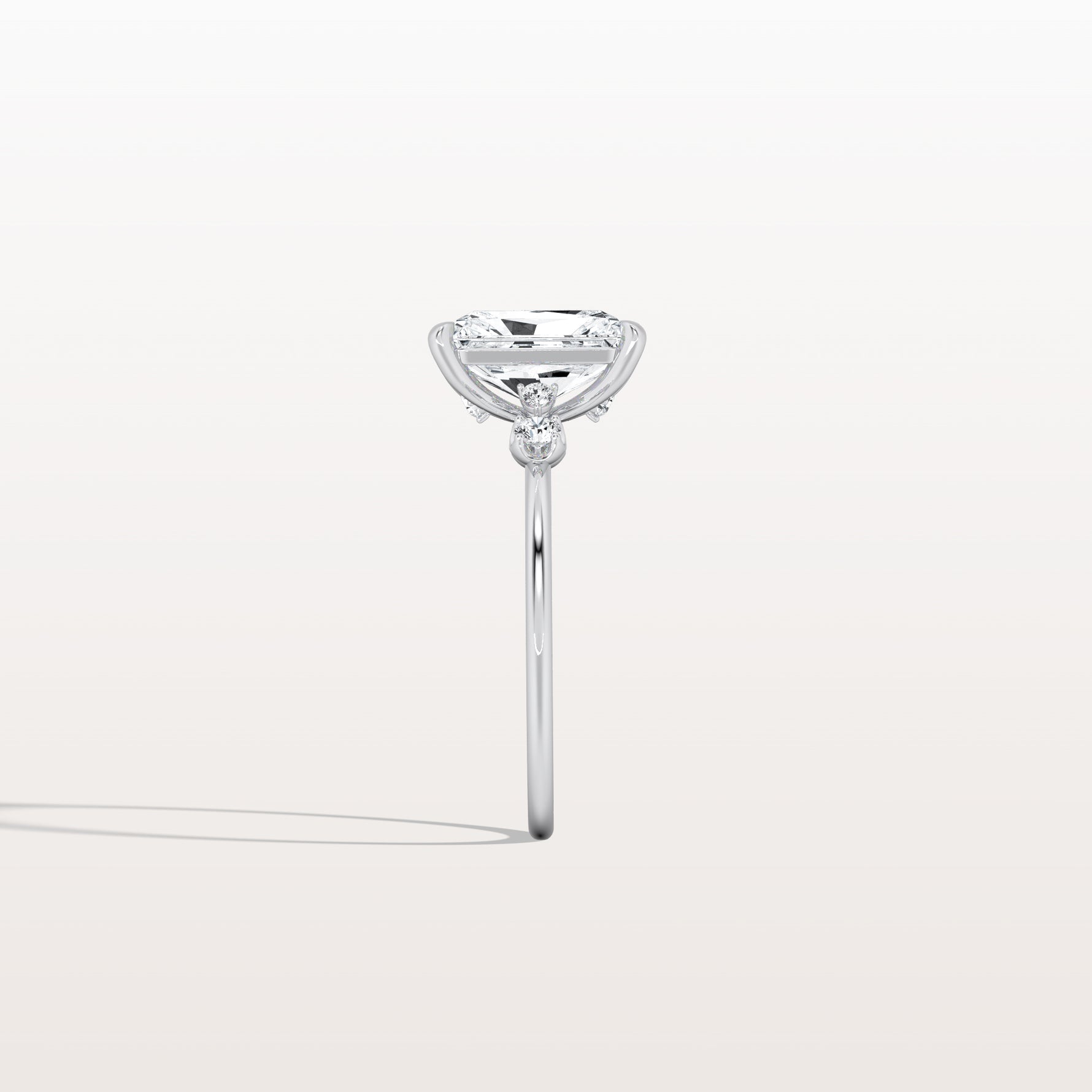 2CT Radiant Cut Lab Grown Diamond Three Stones Engagment Ring - Rings