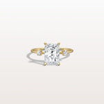 2CT Radiant Cut Lab Grown Diamond Three Stones Engagment Ring - Rings