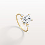 2CT Radiant Cut Lab Grown Diamond Three Stones Engagment Ring - Rings