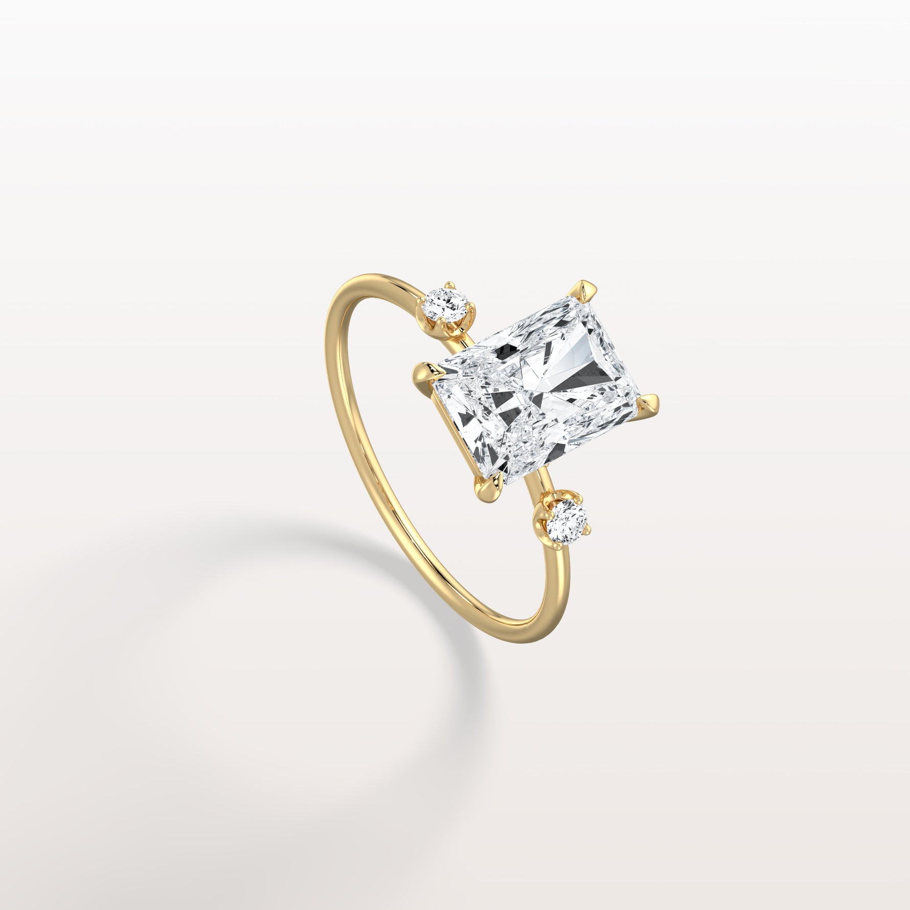 2CT Radiant Cut Lab Grown Diamond Three Stones Engagment Ring - Rings