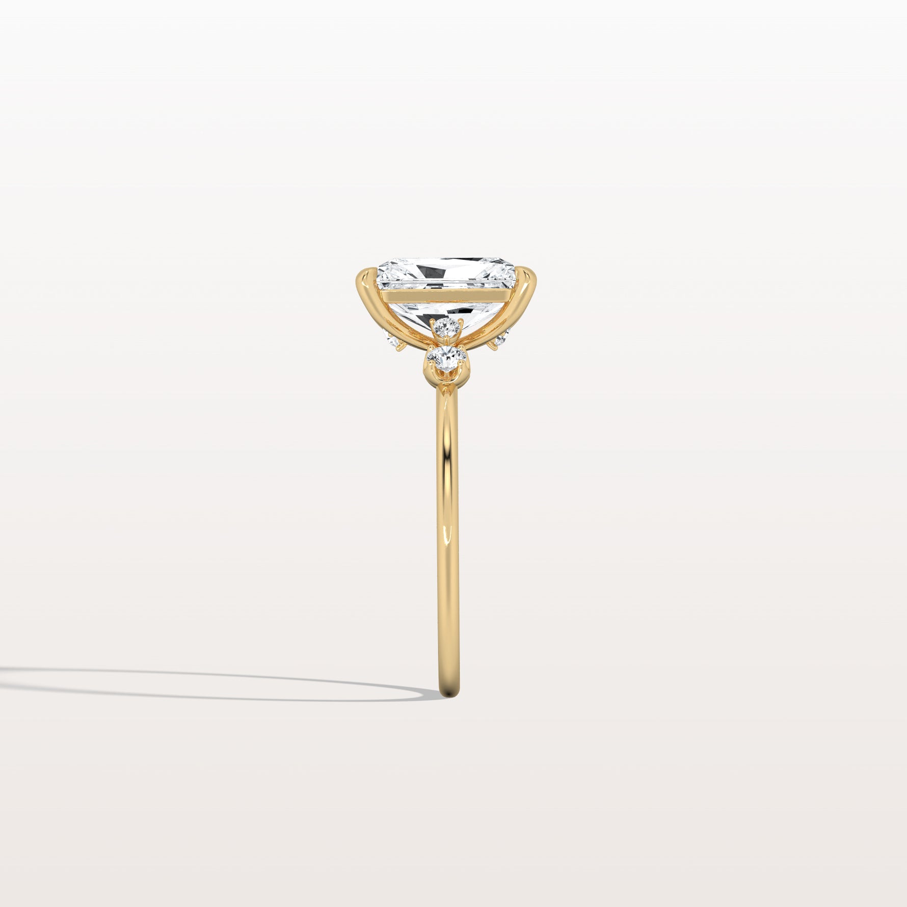 2CT Radiant Cut Lab Grown Diamond Three Stones Engagment Ring - Rings