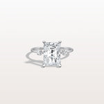 3CT Radiant Cut Lab Grown Diamond Three Stones Engagment Ring - Rings