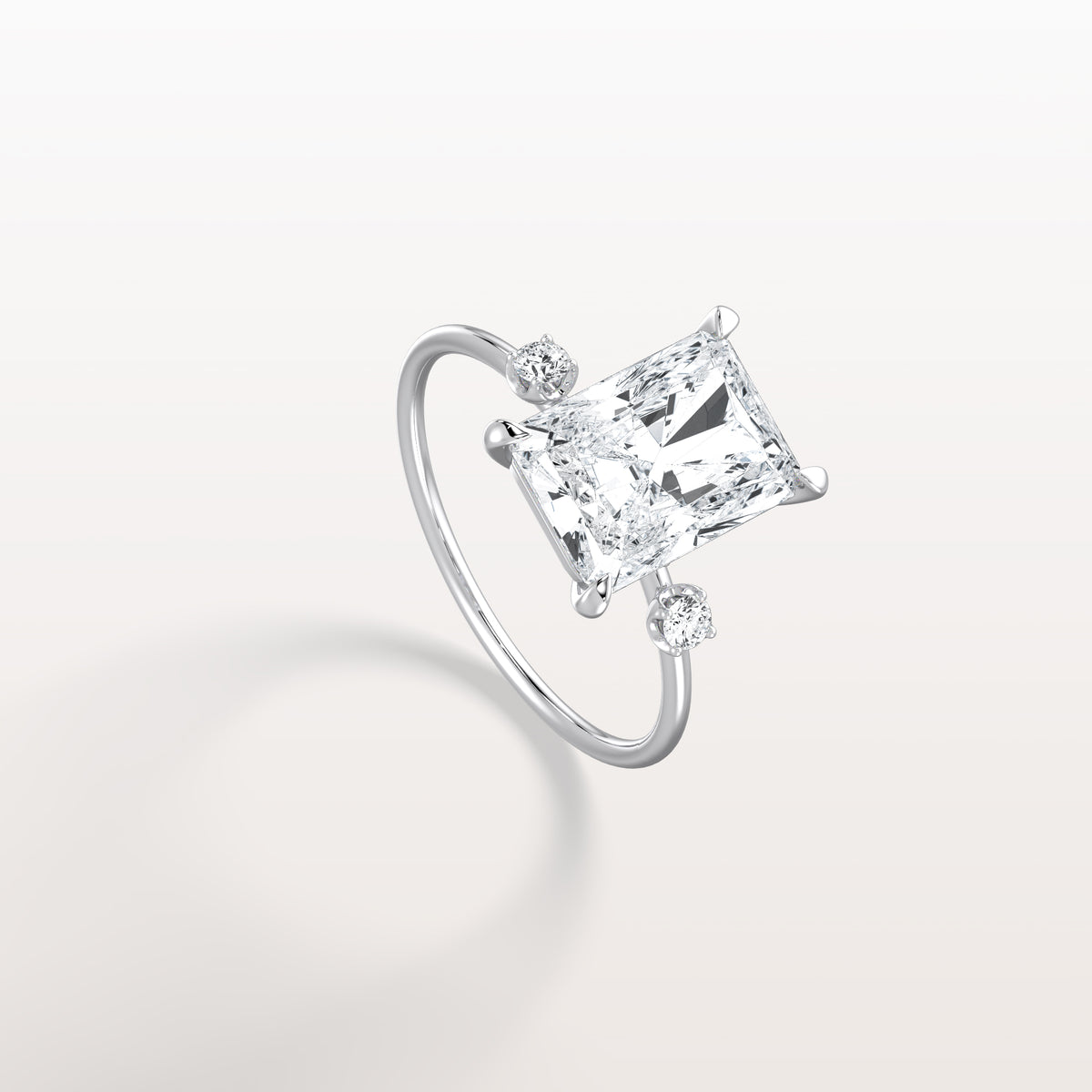 3CT Radiant Cut Lab Grown Diamond Three Stones Engagment Ring - Rings