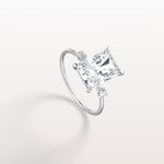 3CT Radiant Cut Lab Grown Diamond Three Stones Engagment Ring - Rings