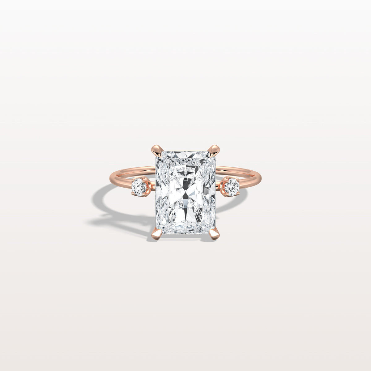 3CT Radiant Cut Lab Grown Diamond Three Stones Engagment Ring - Rings