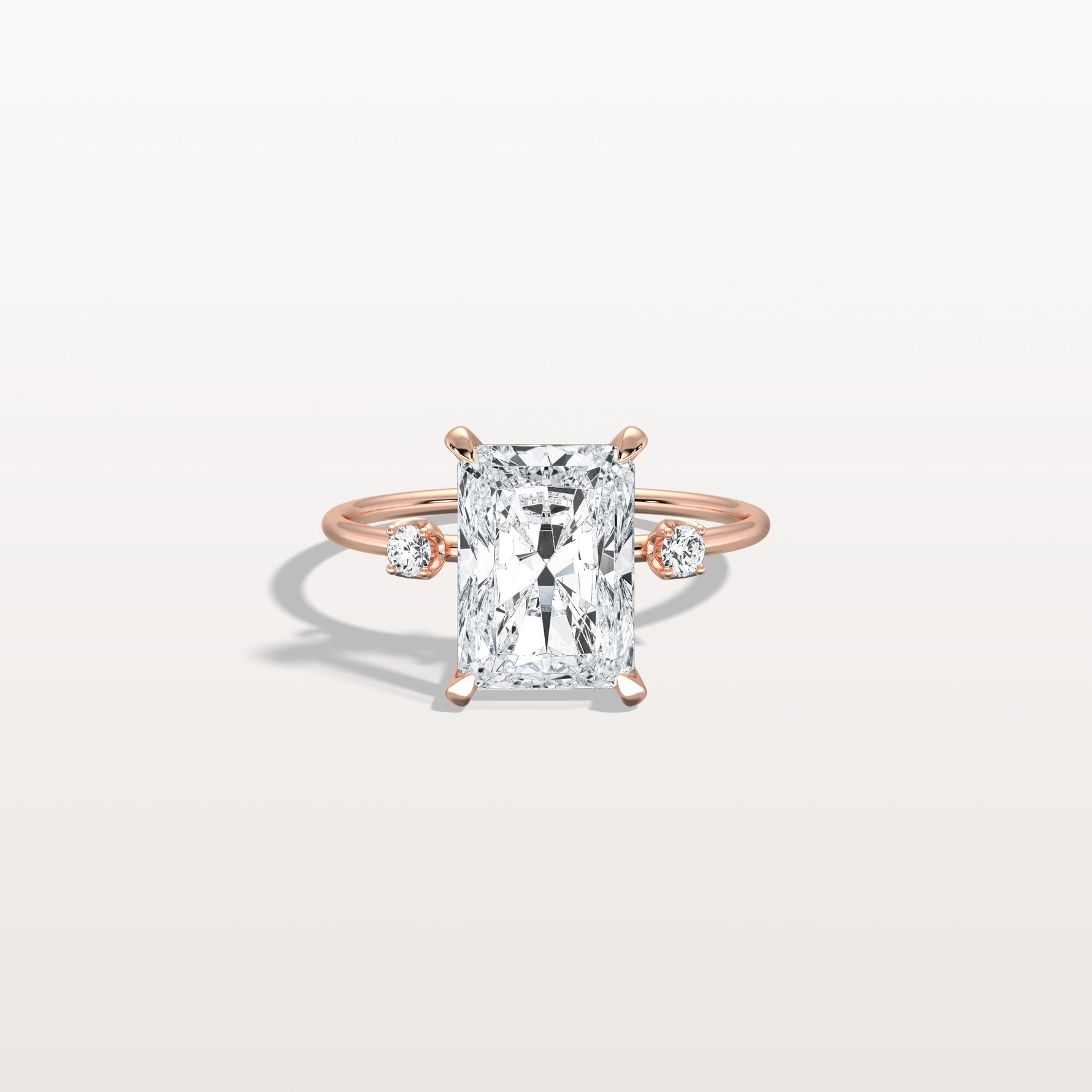 3CT Radiant Cut Lab Grown Diamond Three Stones Engagment Ring - Rings
