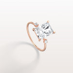 3CT Radiant Cut Lab Grown Diamond Three Stones Engagment Ring - Rings
